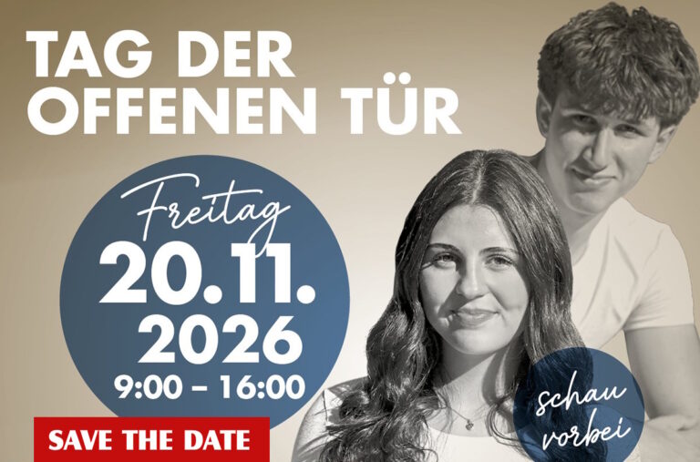 Tag der offenen Tür 2026 - Anmeldezeit 2027 - Save the Date